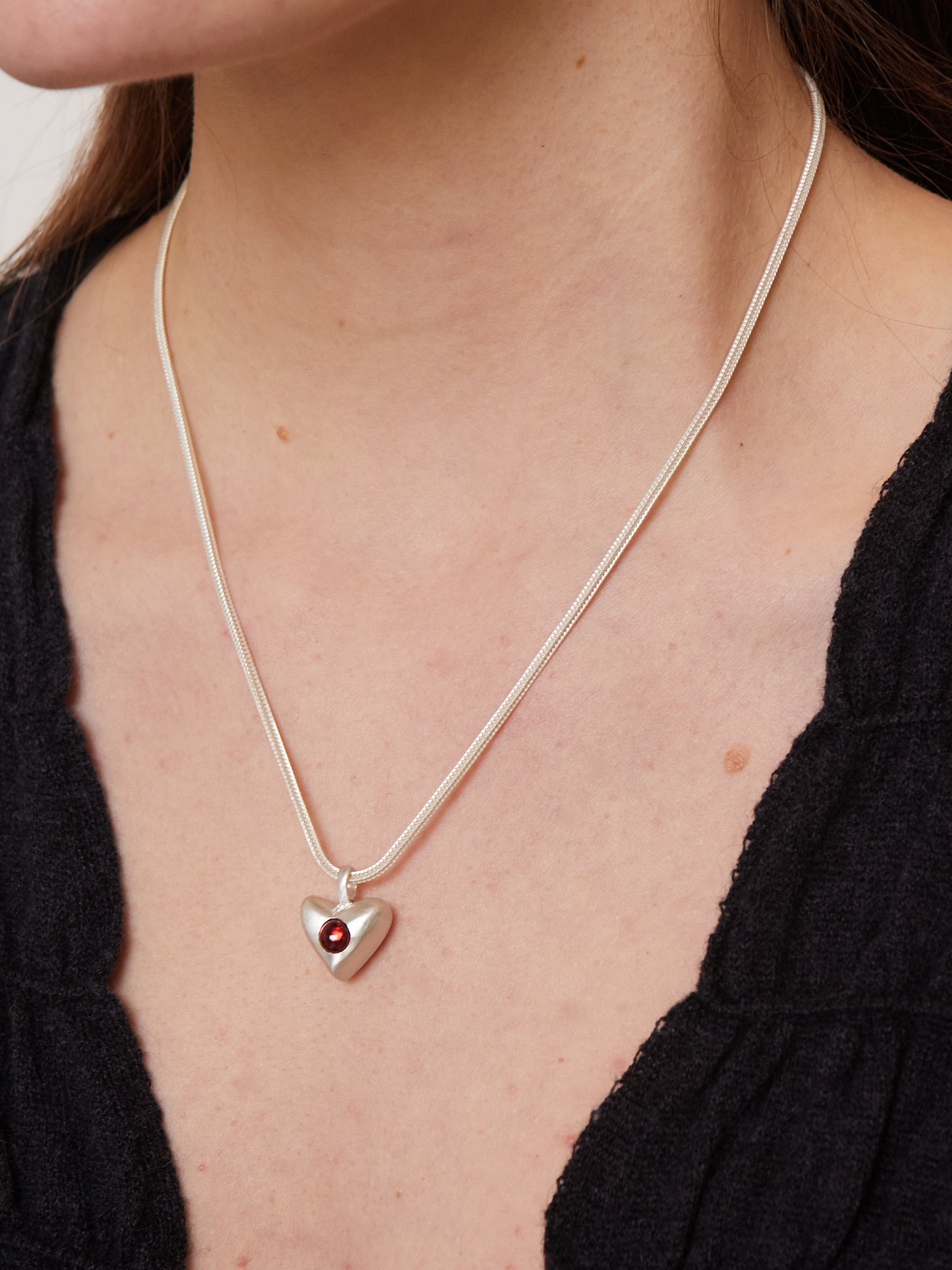 Dunton Ellerkamp American Folk Heart Pendant Garnet on Chain, curated by Shop Sommer in San Francisco.