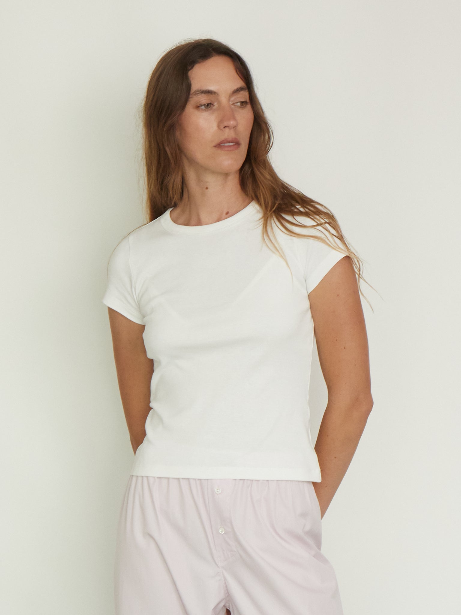 Car Baby Tee in White from Flore Flore, curated by Shop Sommer in San Francisco. 