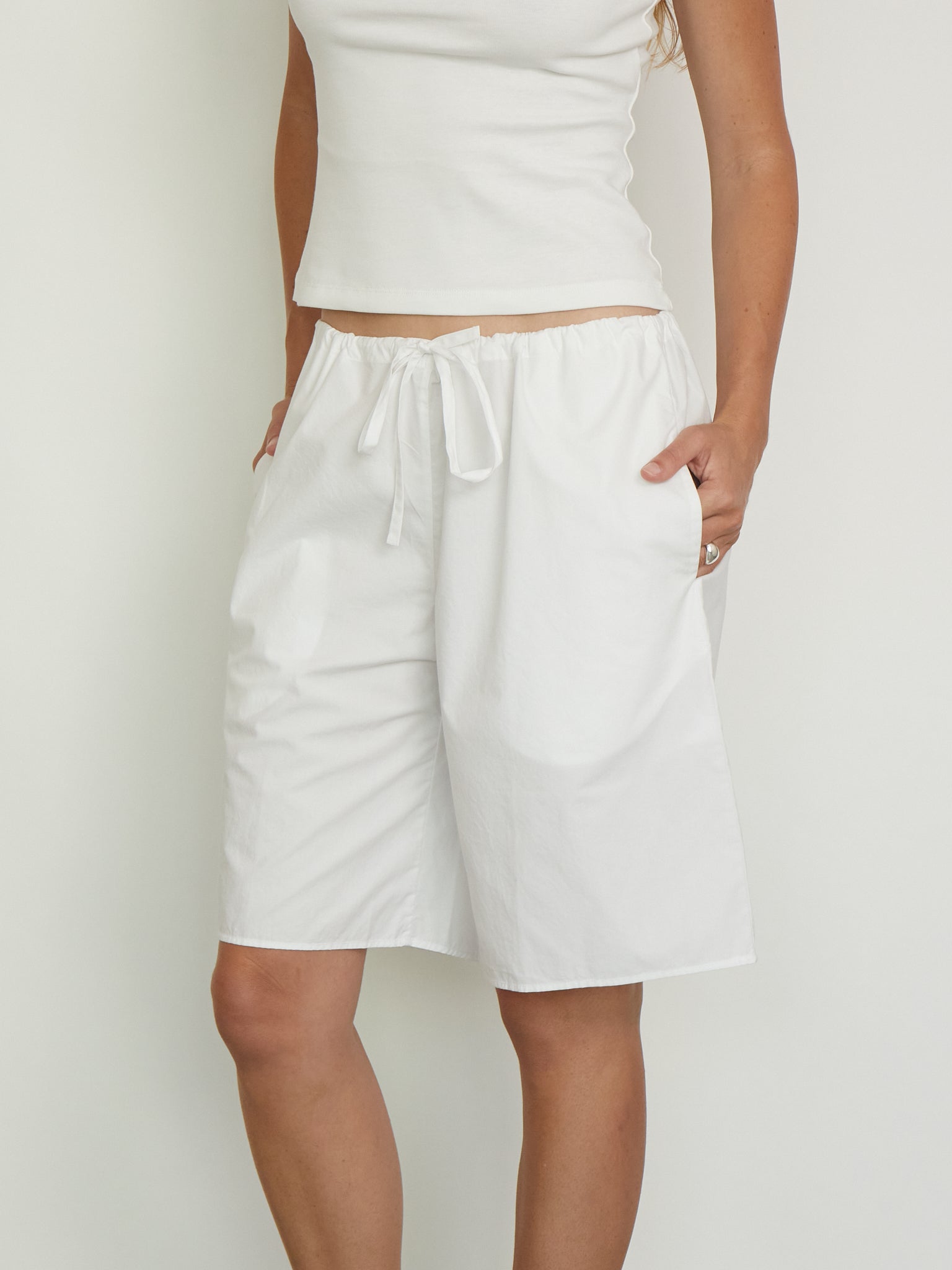 Josephine Bermuda Short in White from Flore Flore, curated by Shop Sommer in San Francisco. 