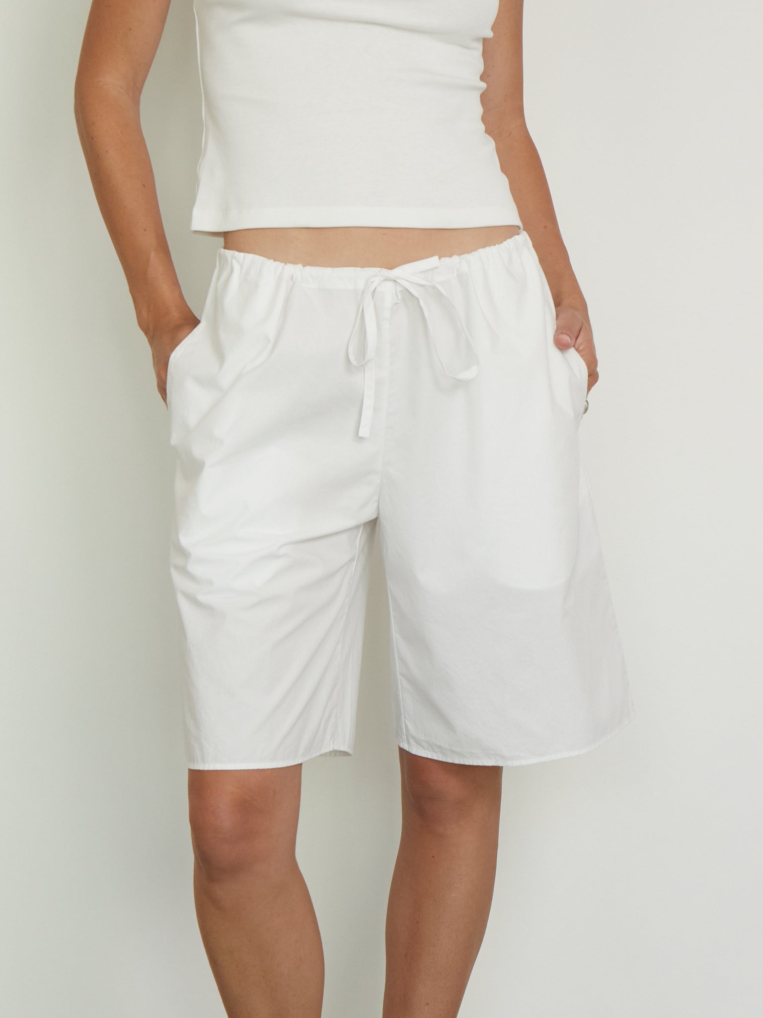 Josephine Bermuda Short in White from Flore Flore, curated by Shop Sommer in San Francisco. 