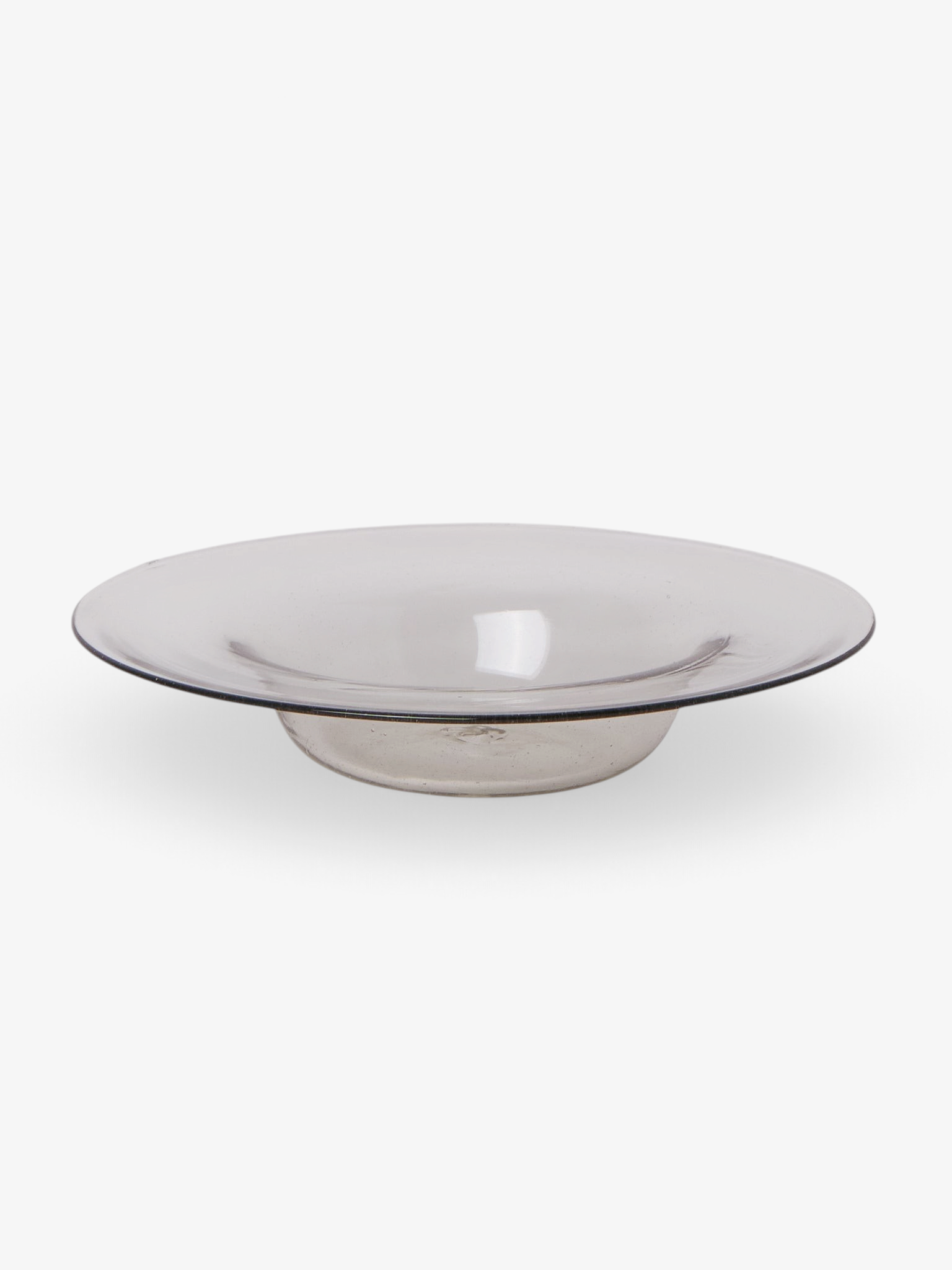 FRAMA Isle Glass Shallow Bowl in Light Smoke, curated by Shop Sommer in San Francisco.