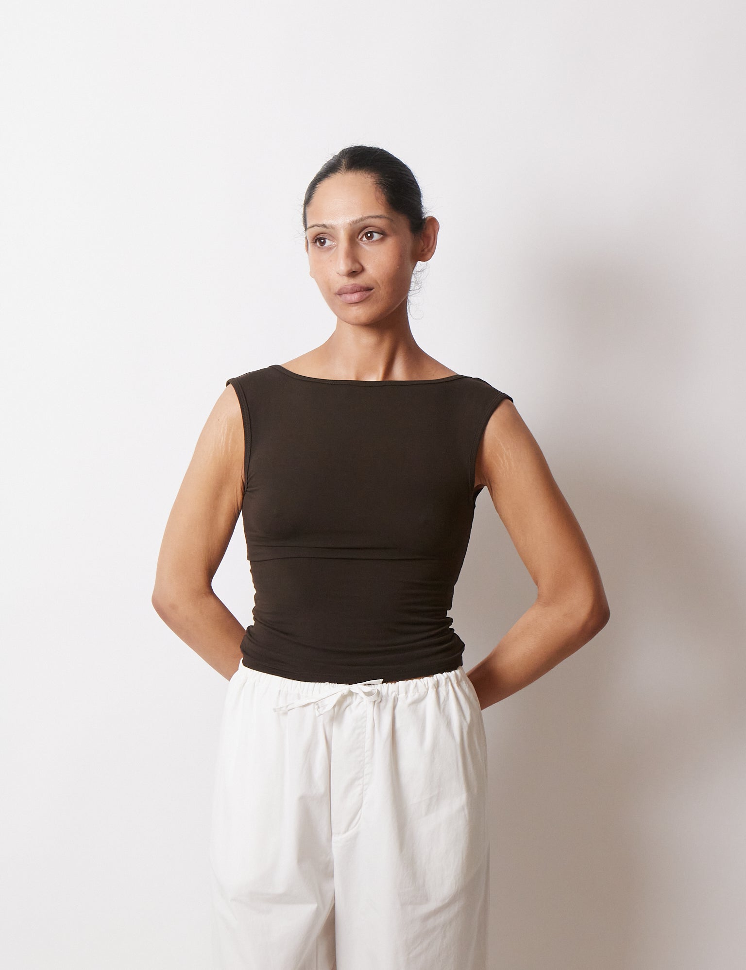 Kye Intimates Recline Bateau Sleeveless Top in Espresso Shop Sommer San Francisco