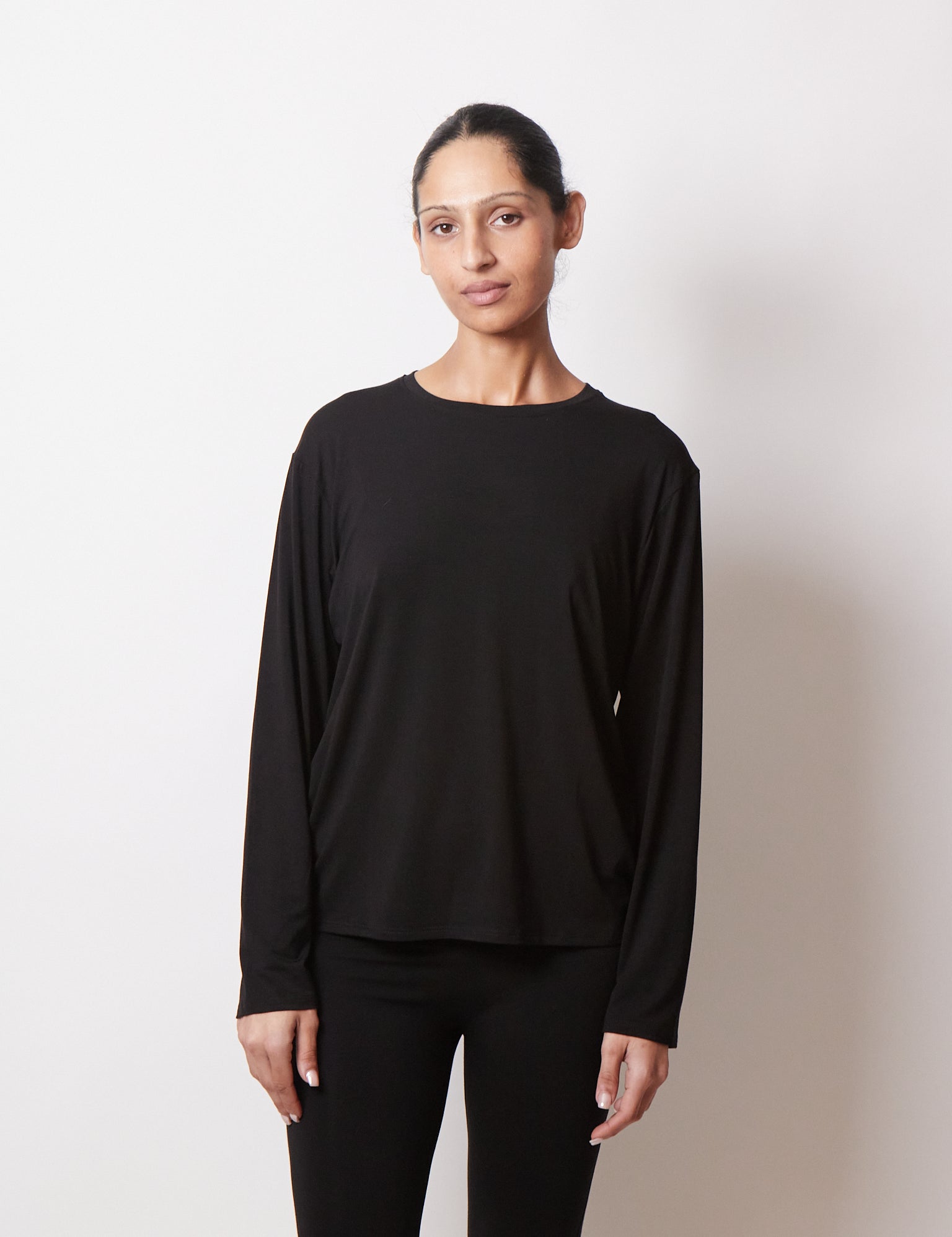 Kye Intimates Relaxed Long Sleeve Tee Black, curated by Shop Sommer in San Francisco.