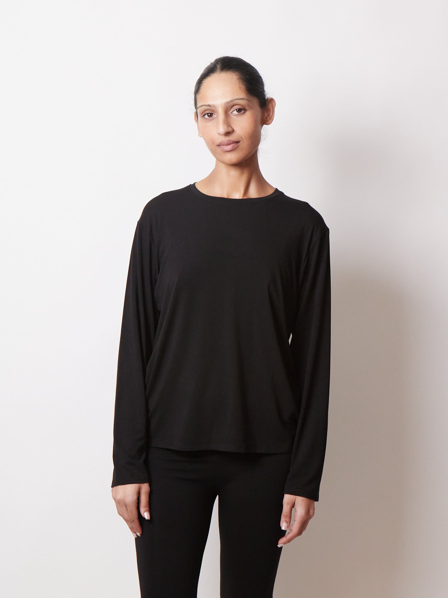 Kye Intimates Relaxed Long Sleeve Tee Black, curated by Shop Sommer in San Francisco.