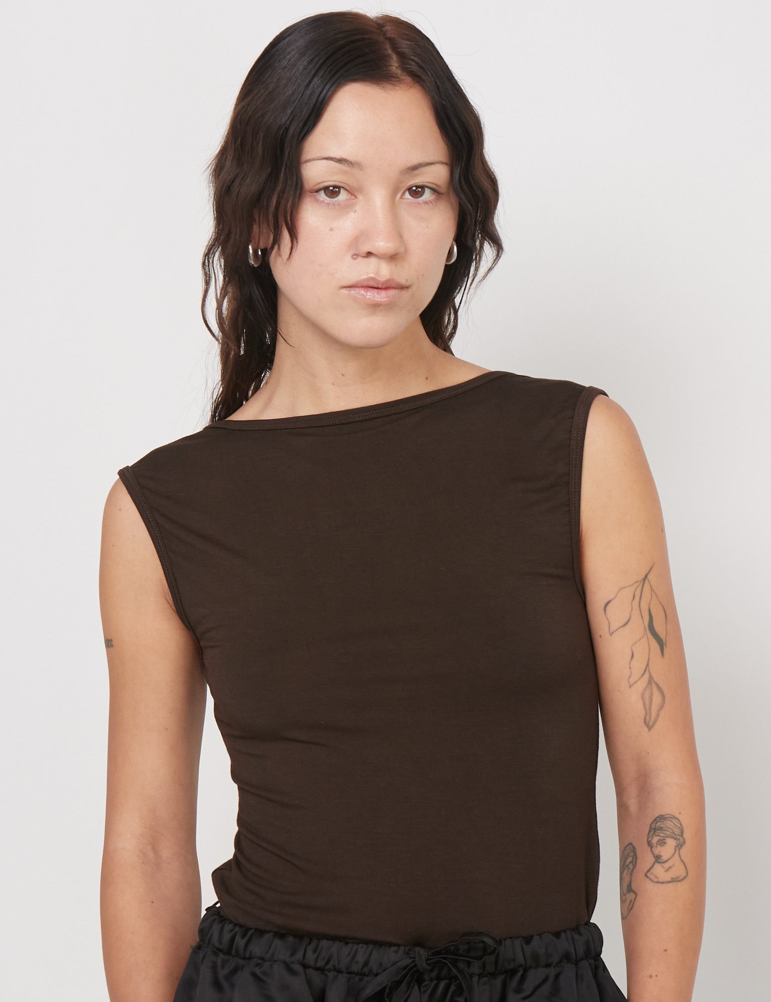 Kye Intimates Recline Bateau Sleeveless Top in Espresso Shop Sommer San Francisco