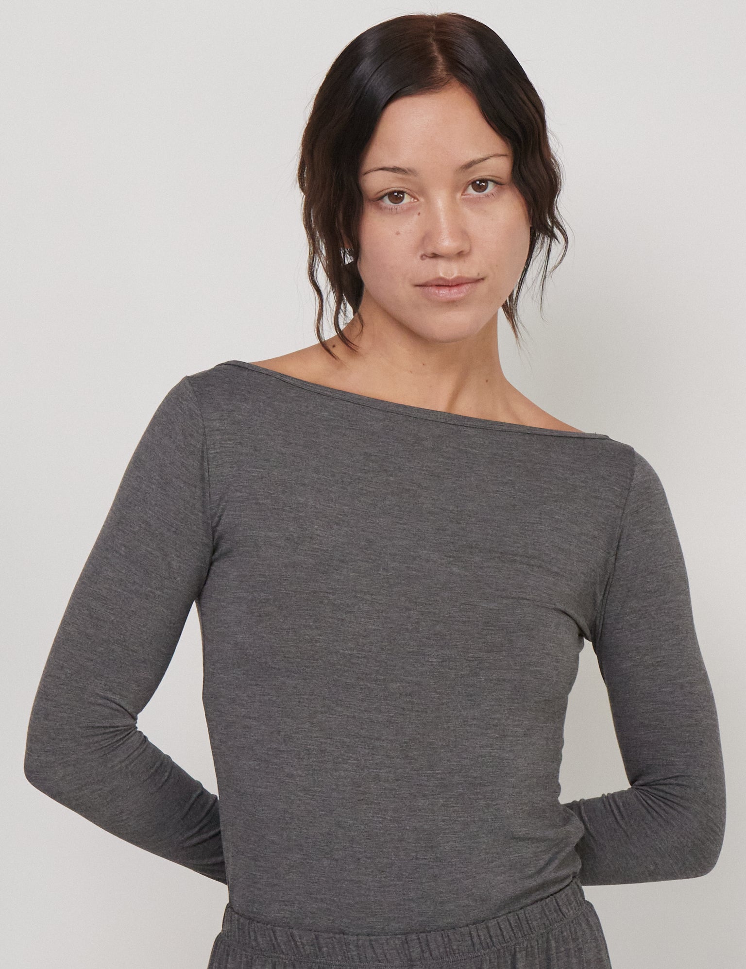 Kye Intimates Recline Bateau Long Sleeve in Charcoal Shop Sommer San Francisco