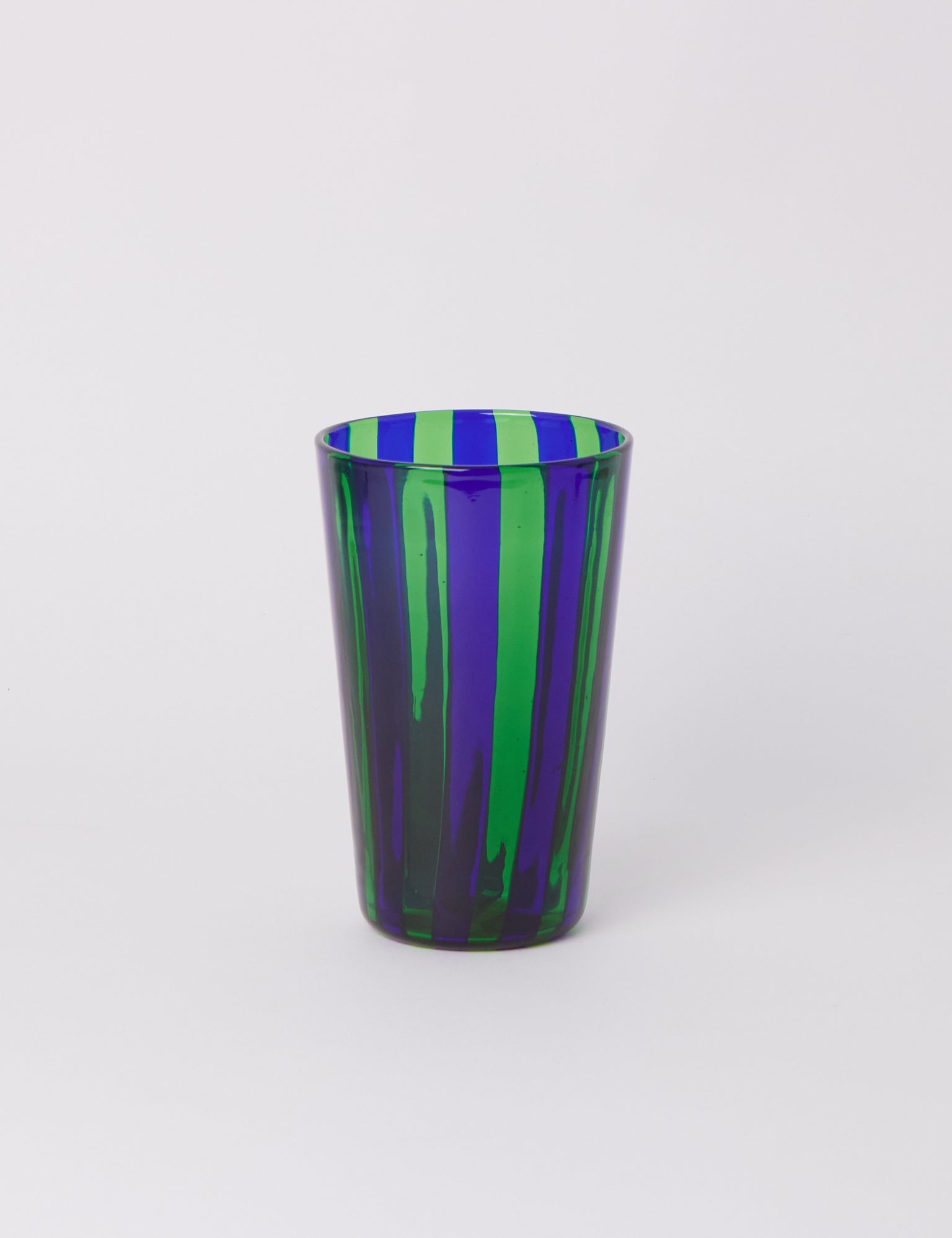 Laguna~B Berlingot Striped Glass Vase Blue & Green, crafted exclusively for Shop Sommer in San Francisco.