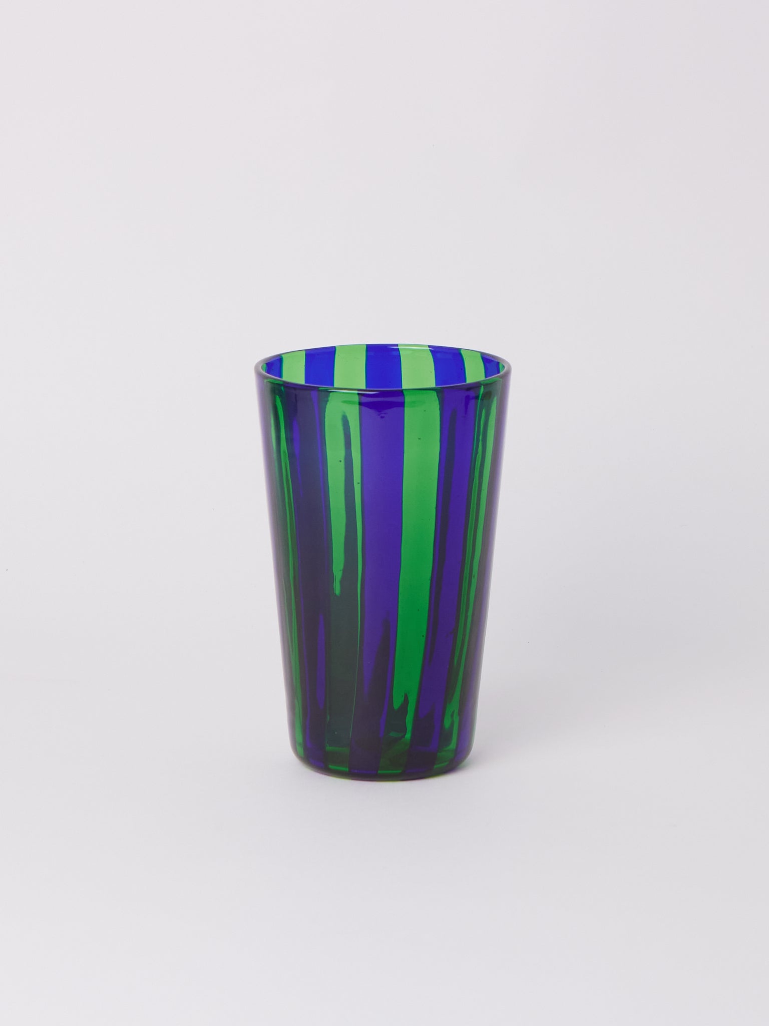 Laguna~B Berlingot Striped Glass Vase Blue & Green, crafted exclusively for Shop Sommer in San Francisco.
