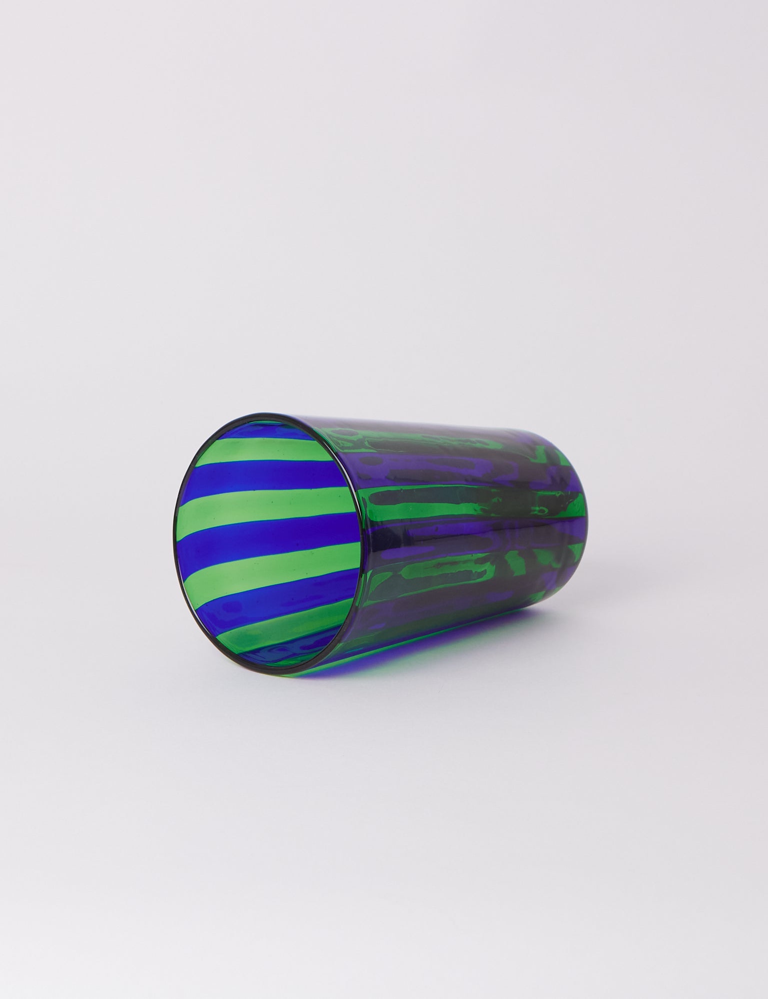 Laguna~B Berlingot Striped Glass Vase Blue & Green, crafted exclusively for Shop Sommer in San Francisco.