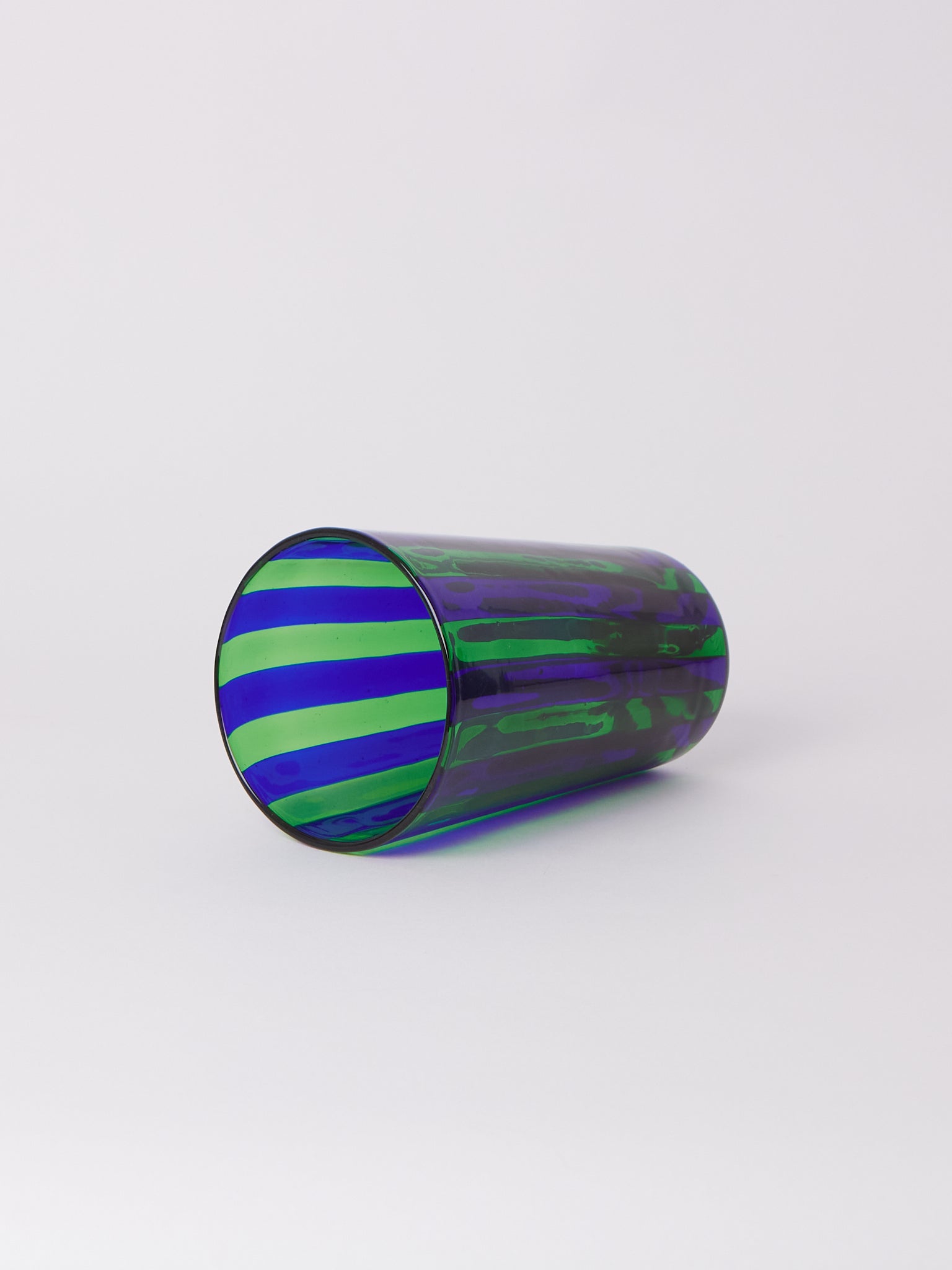 Laguna~B Berlingot Striped Glass Vase Blue & Green, crafted exclusively for Shop Sommer in San Francisco.
