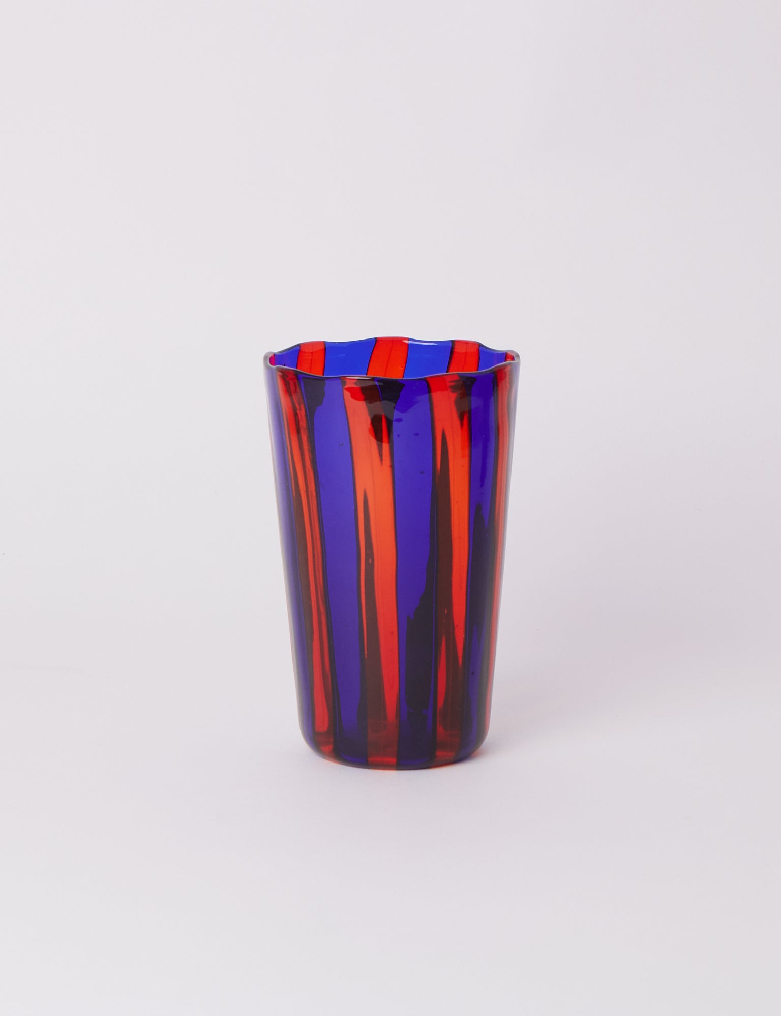 Laguna~B Berlingot Striped Glass Vase Blue & Red, crafted exclusively for Shop Sommer in San Francisco.