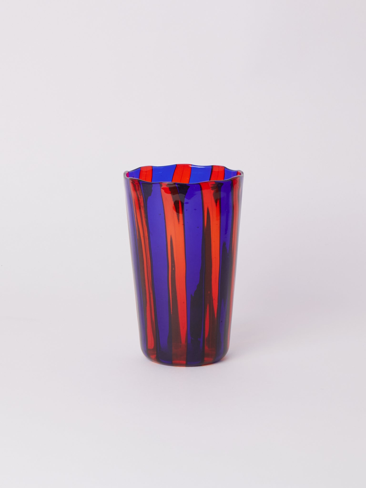 Laguna~B Berlingot Striped Glass Vase Blue & Red, crafted exclusively for Shop Sommer in San Francisco.