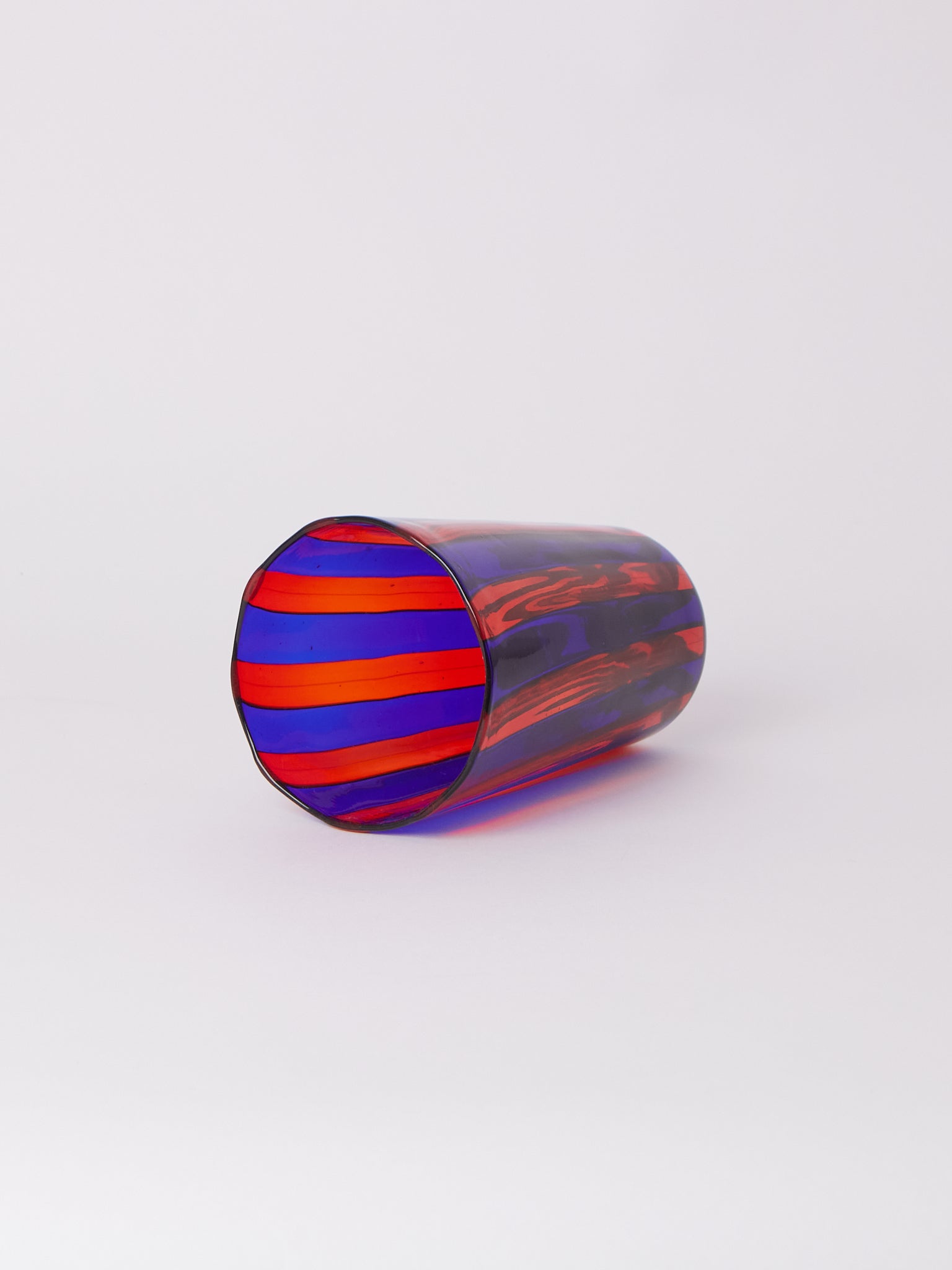 Berlingot Striped Glass Vase Blu