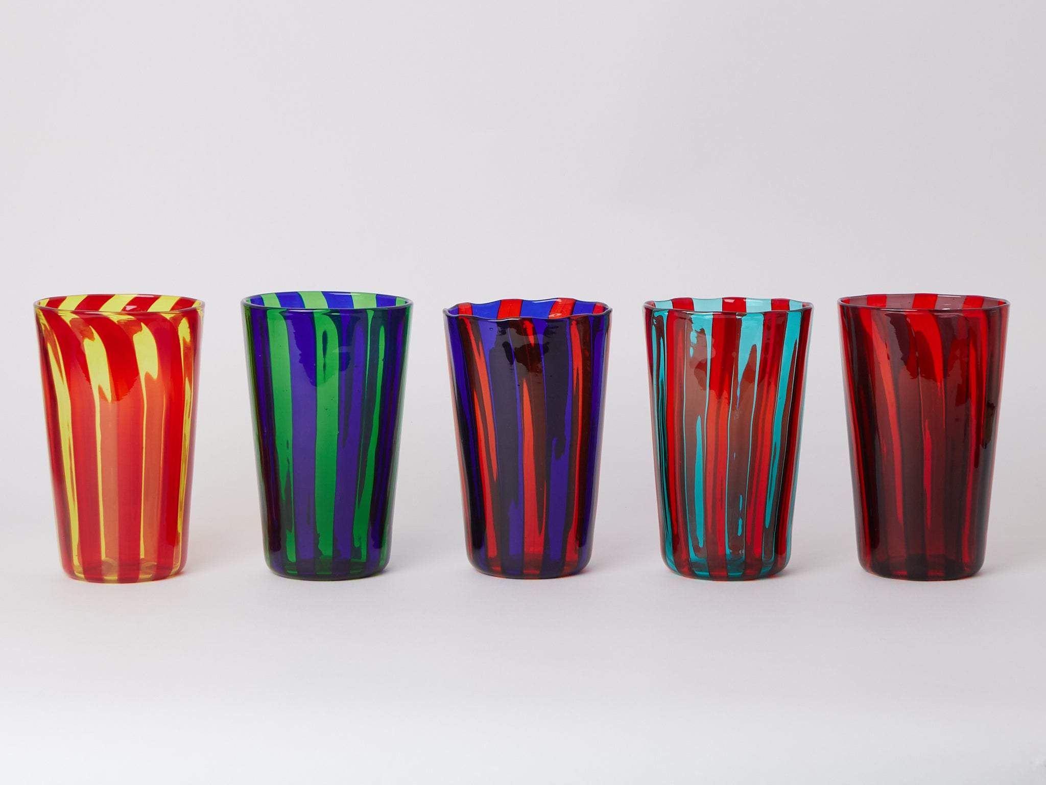 Berlingot Striped Glass Vase Rosso