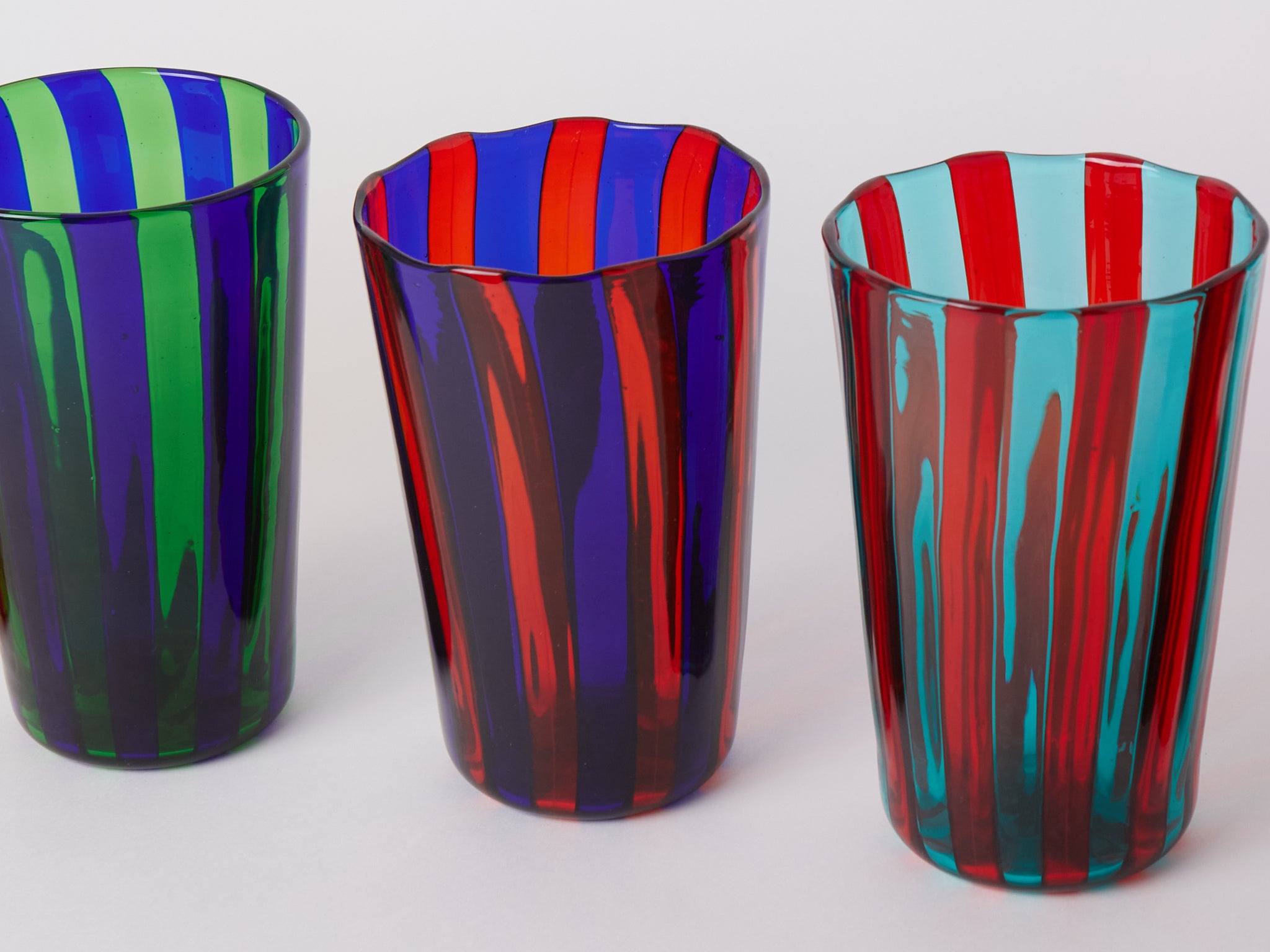 Berlingot Striped Glass Vase Blu