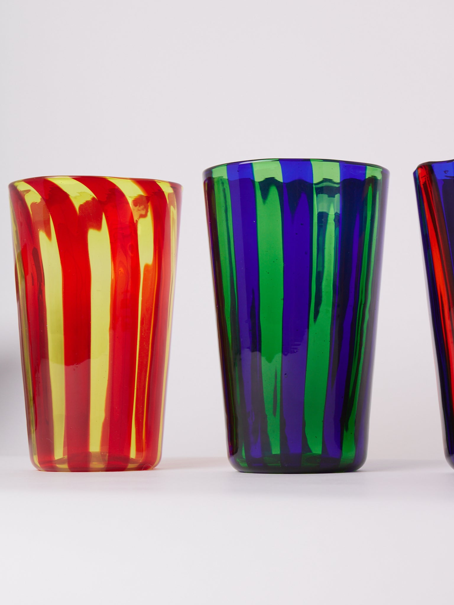 Berlingot Striped Glass Vase Verde