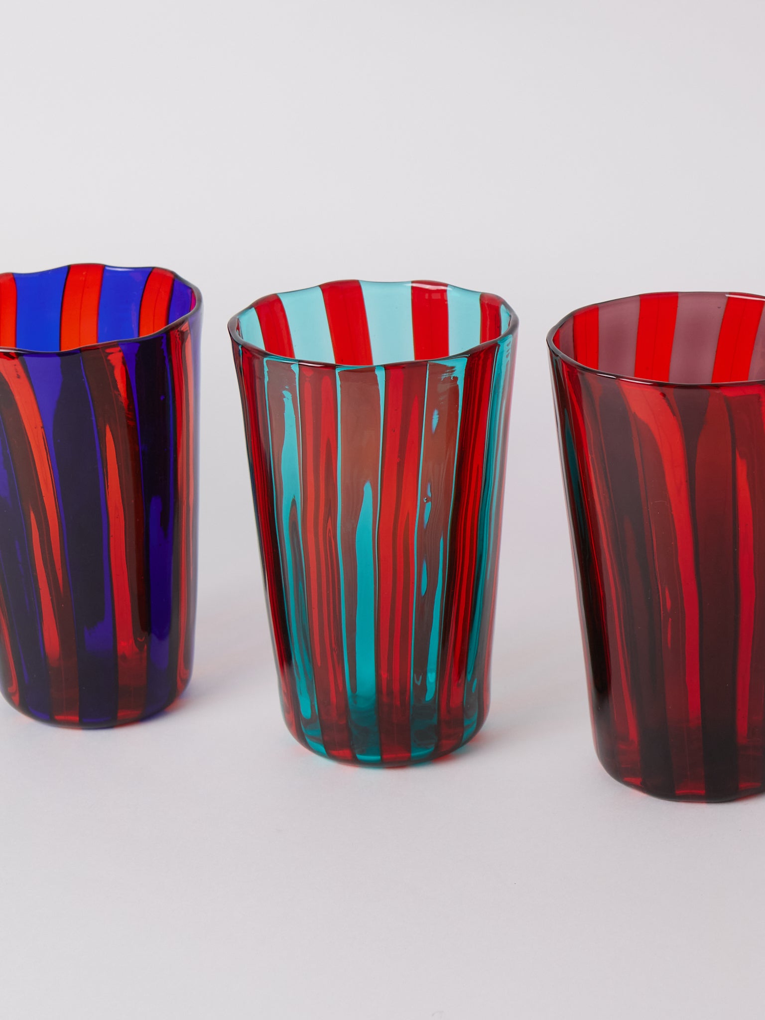 Berlingot Striped Glass Vase Rosso