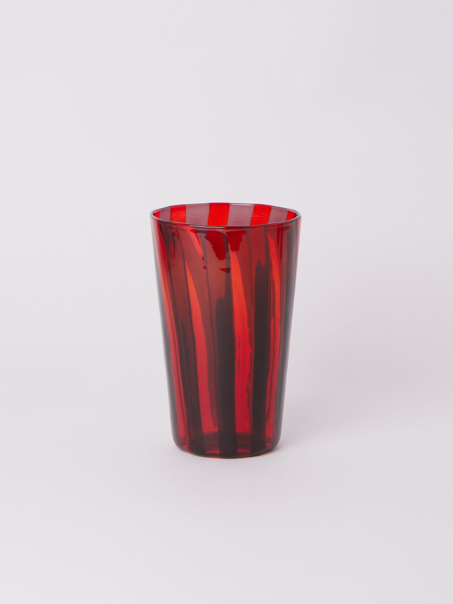 Laguna~B Berlingot Striped Glass Vase Amethyst & Red, crafted exclusively for Shop Sommer in San Francisco.