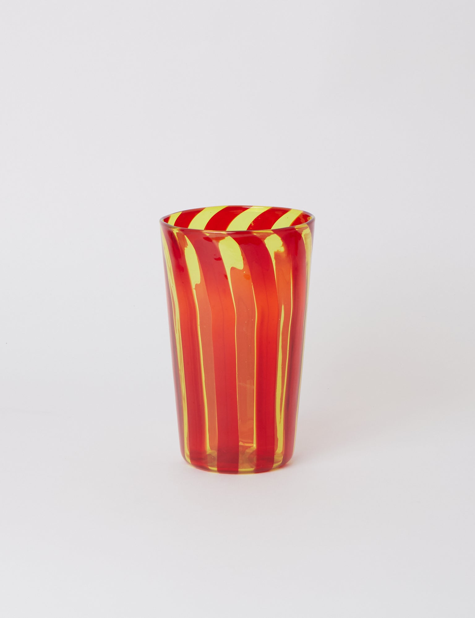 Laguna~B Berlingot Striped Glass Vase Red & Yellow, crafted exclusively for Shop Sommer in San Francisco.