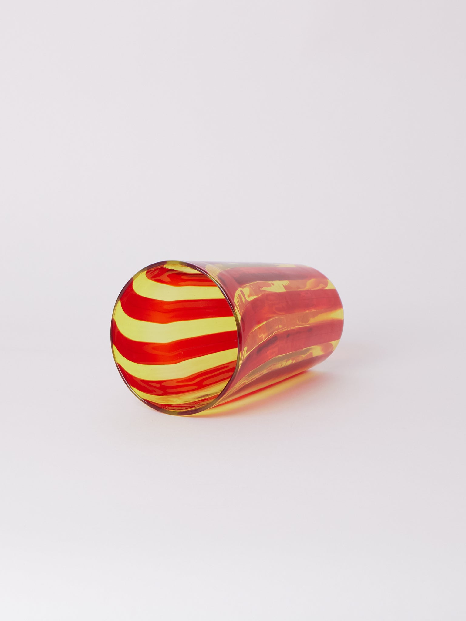Laguna~B Berlingot Striped Glass Vase Red & Yellow, crafted exclusively for Shop Sommer in San Francisco.