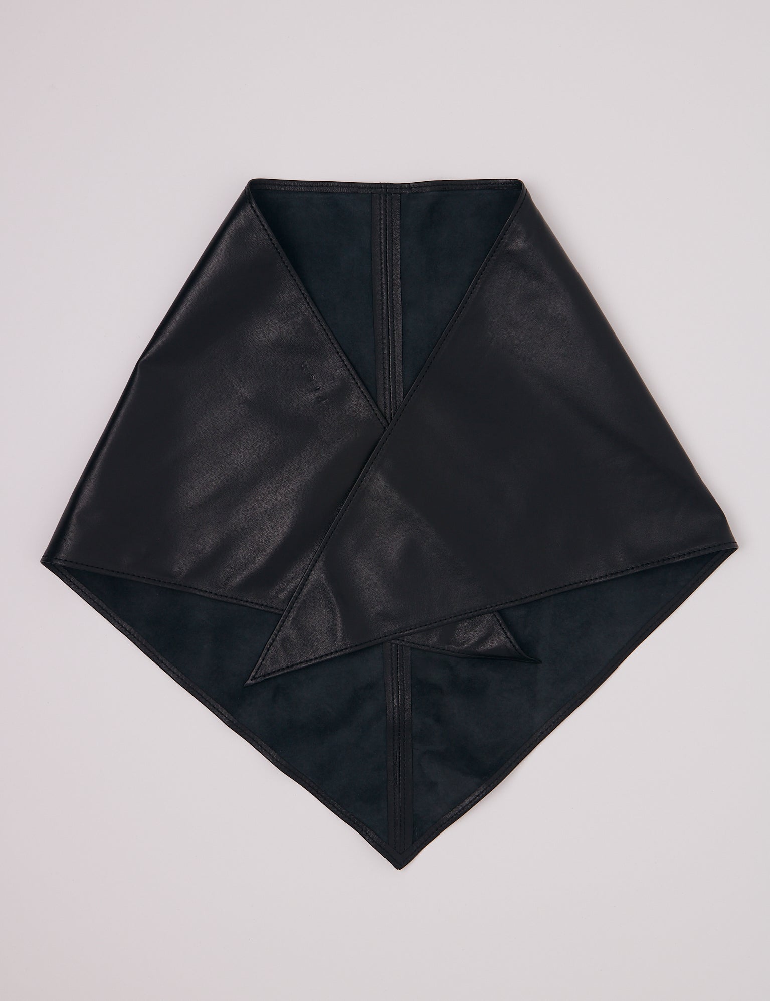 Pien Studios Triangular Leather Scarf in Black, curated by Shop Sommer in San Francisco.