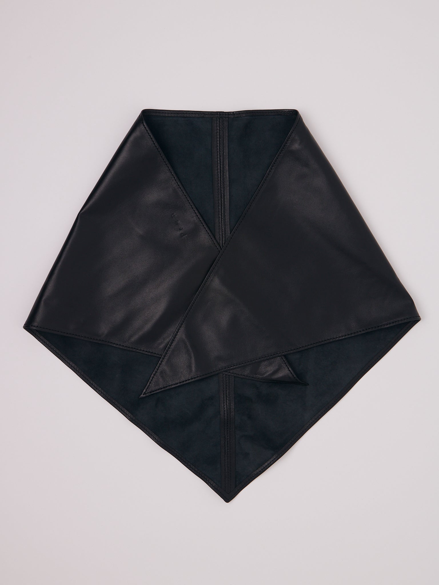 Pien Studios Triangular Leather Scarf in Black, curated by Shop Sommer in San Francisco.