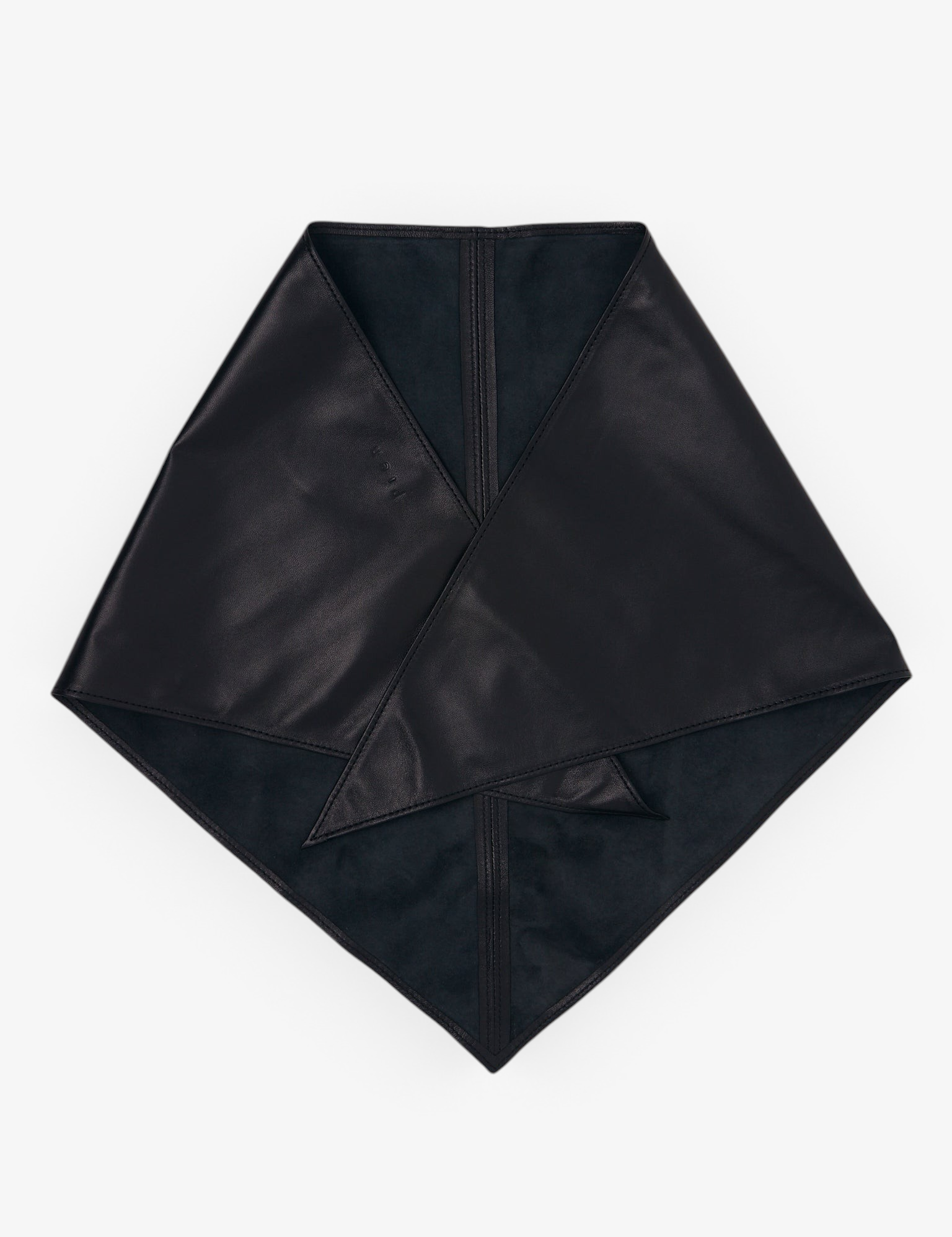 Pien Studios Triangular Leather Scarf in Black, curated by Shop Sommer in San Francisco.