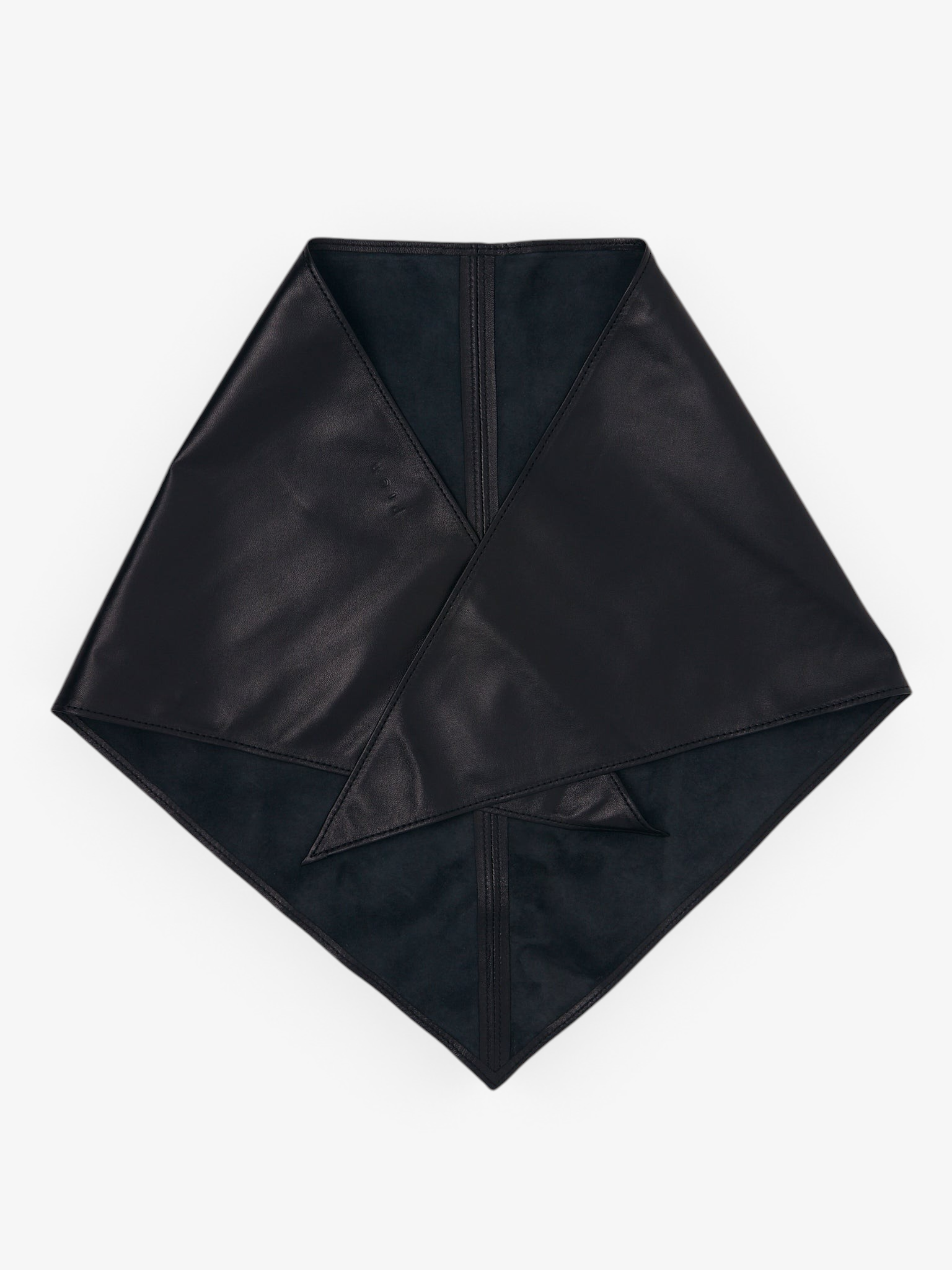 Pien Studios Triangular Leather Scarf in Black, curated by Shop Sommer in San Francisco.