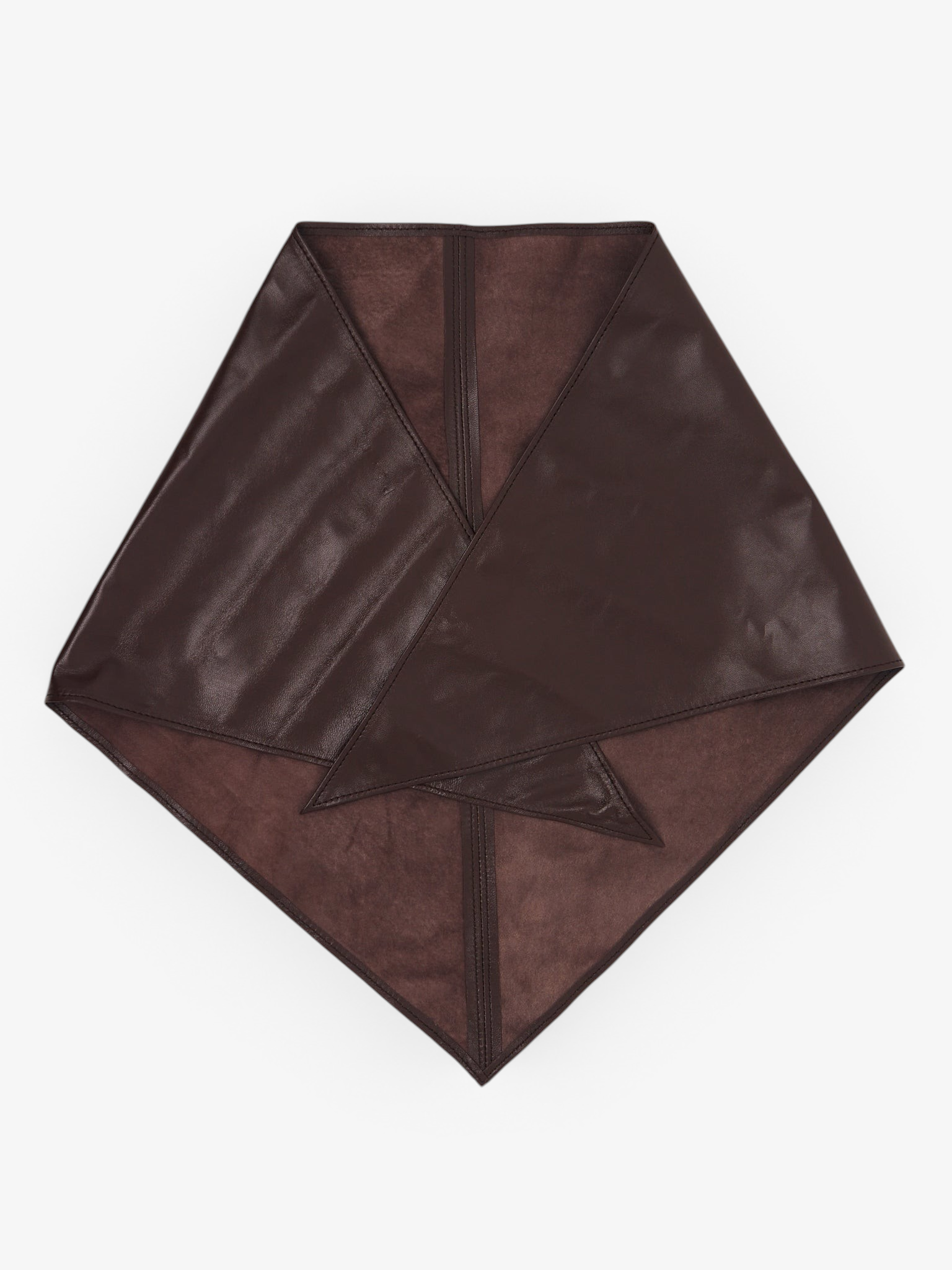 Pien Studios Triangular Leather Scarf in Chocolate, curated by Shop Sommer in San Francisco.