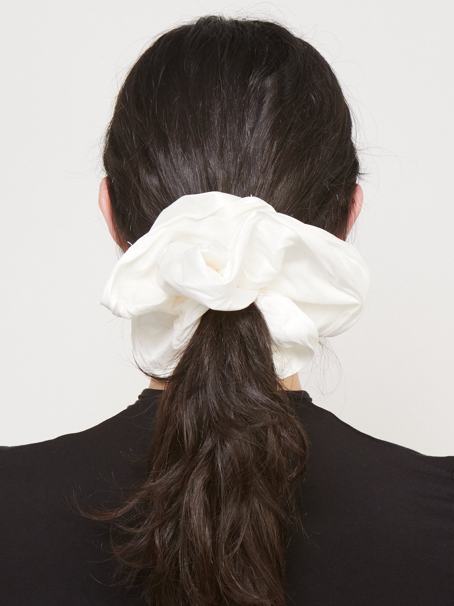 White Taffeta Scrunchie