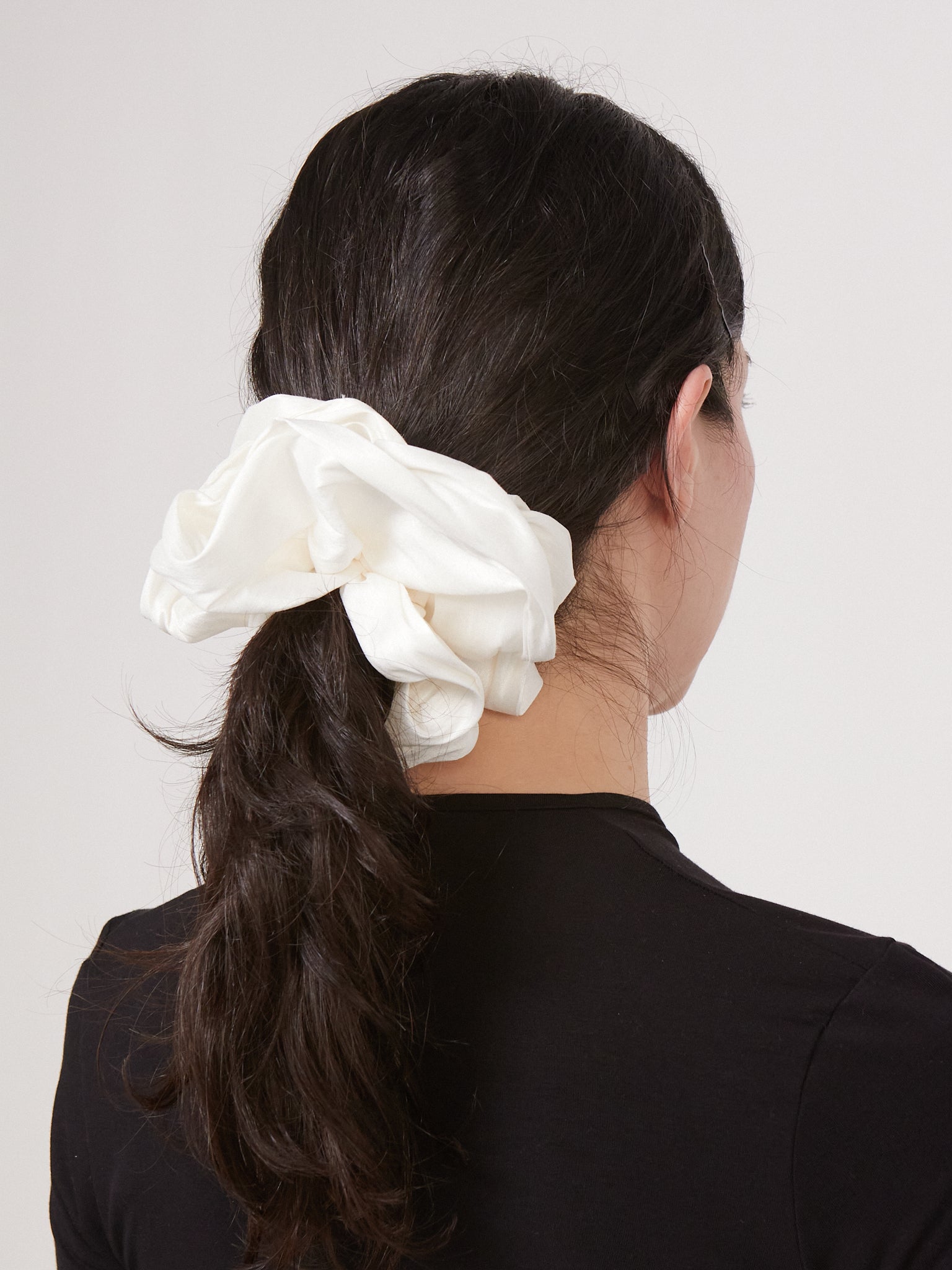 White Taffeta Scrunchie