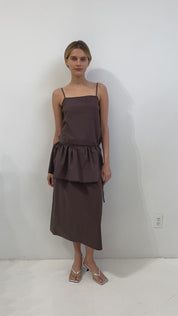 Deiji Studios Peplum Dress Chocolate