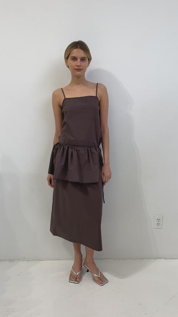 Deiji Studios Peplum Dress Chocolate