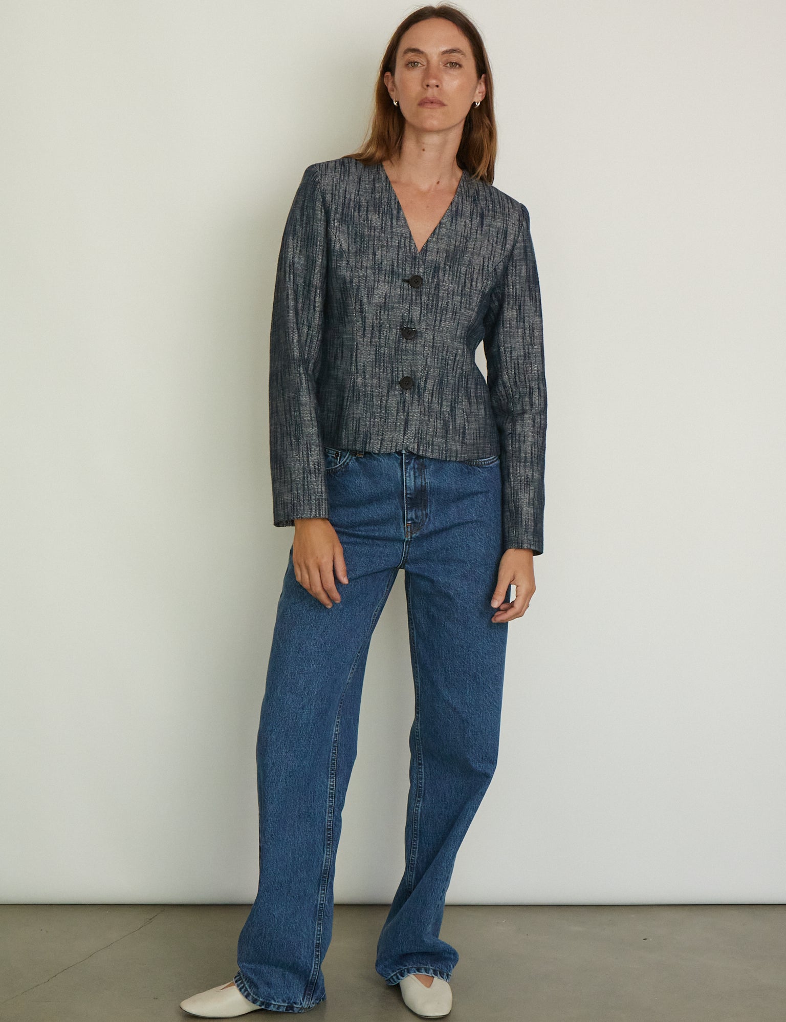 SKALL Adriane Blazer in Indigo Linen, curated by Shop Sommer in San Francisco