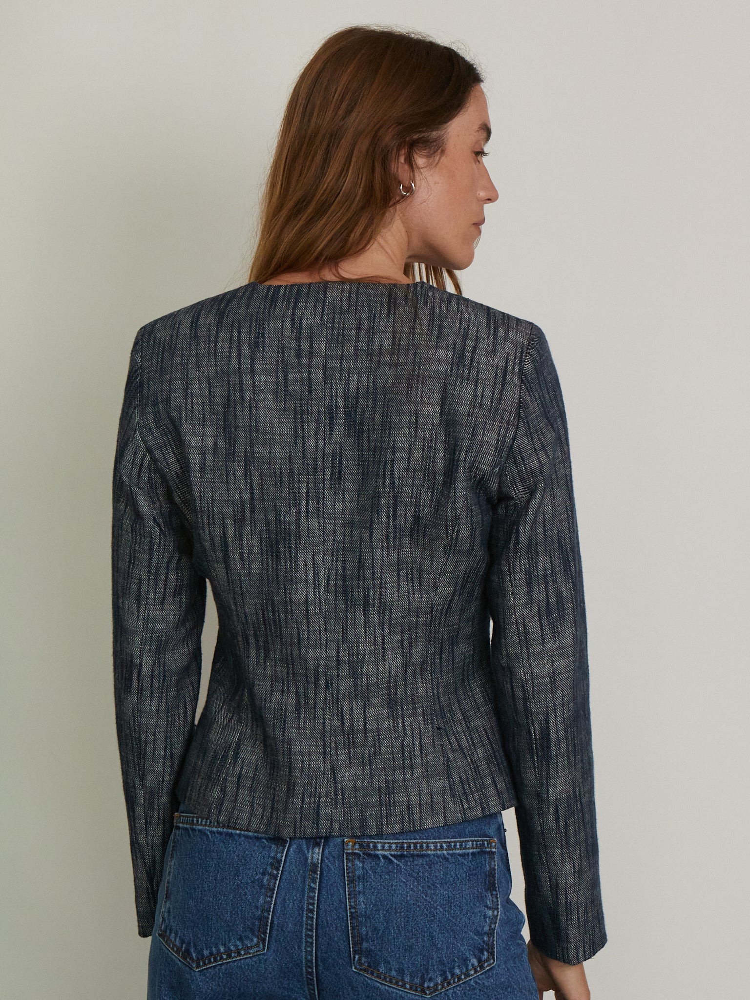 SKALL Adriane Blazer in Indigo Linen, curated by Shop Sommer in San Francisco.