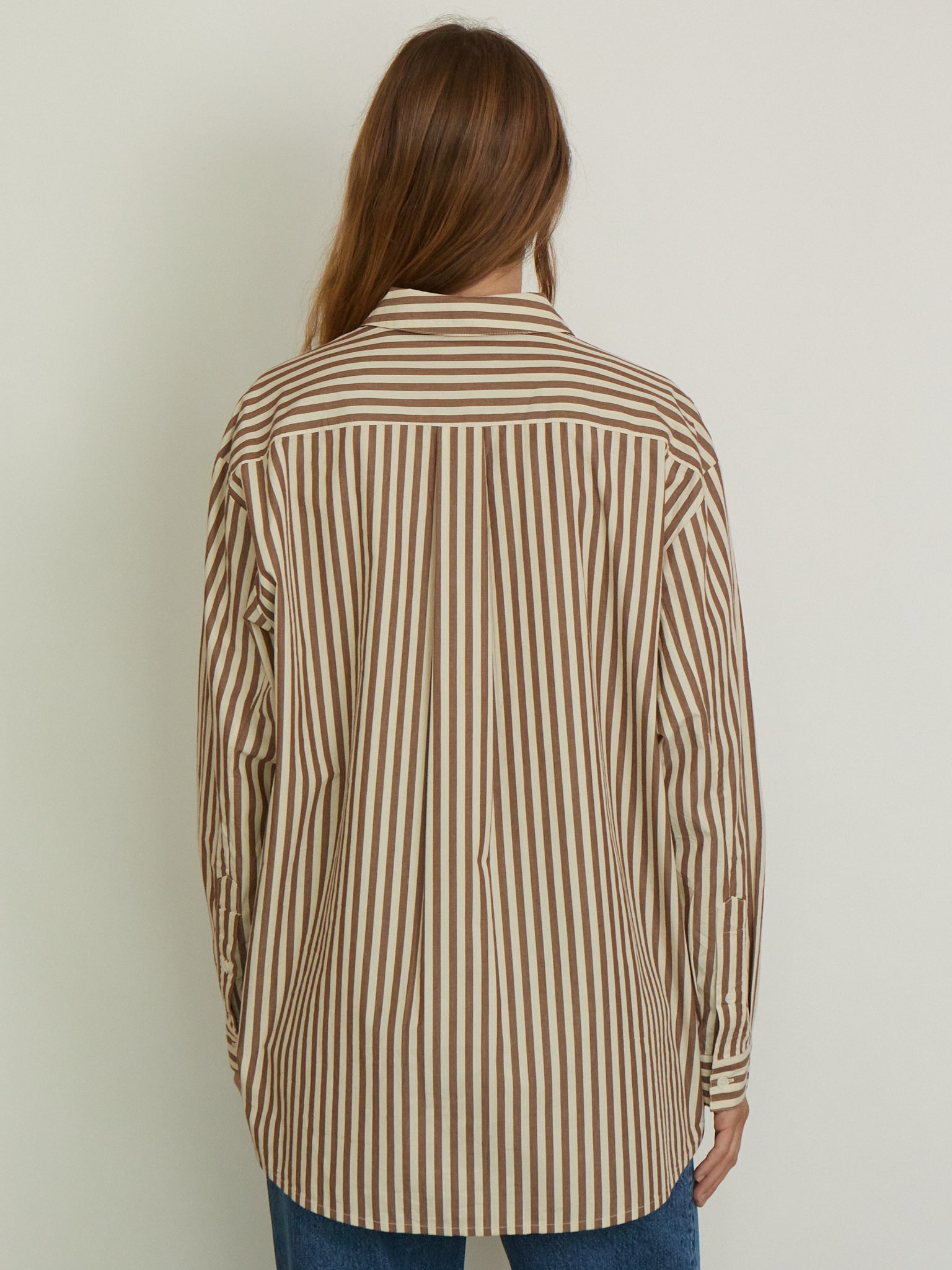 SKALL Edgar Shirt in Brown and Ecru Stripe, curated by Shop Sommer in San Francisco.