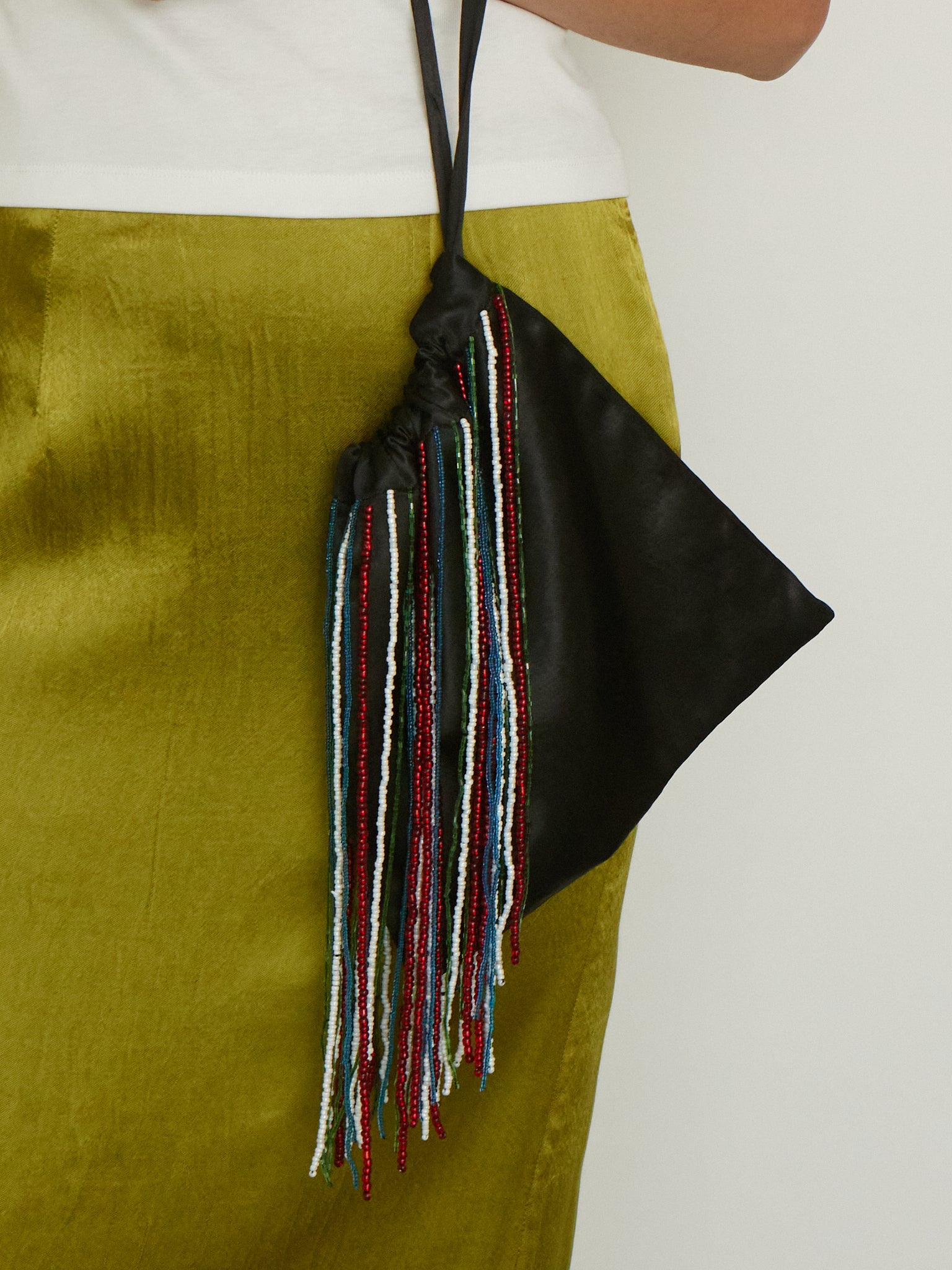 Tigra Tigra Beaded Fringe Wristlet Bag Black, curated by Shop Sommer in San Francisco.